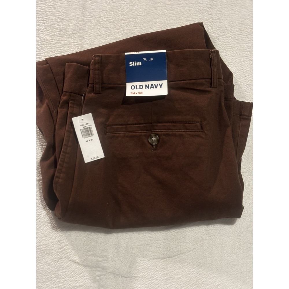 NWT Old Navy Pants Men's 34x30 Slim Built In Flex Brown Comfy